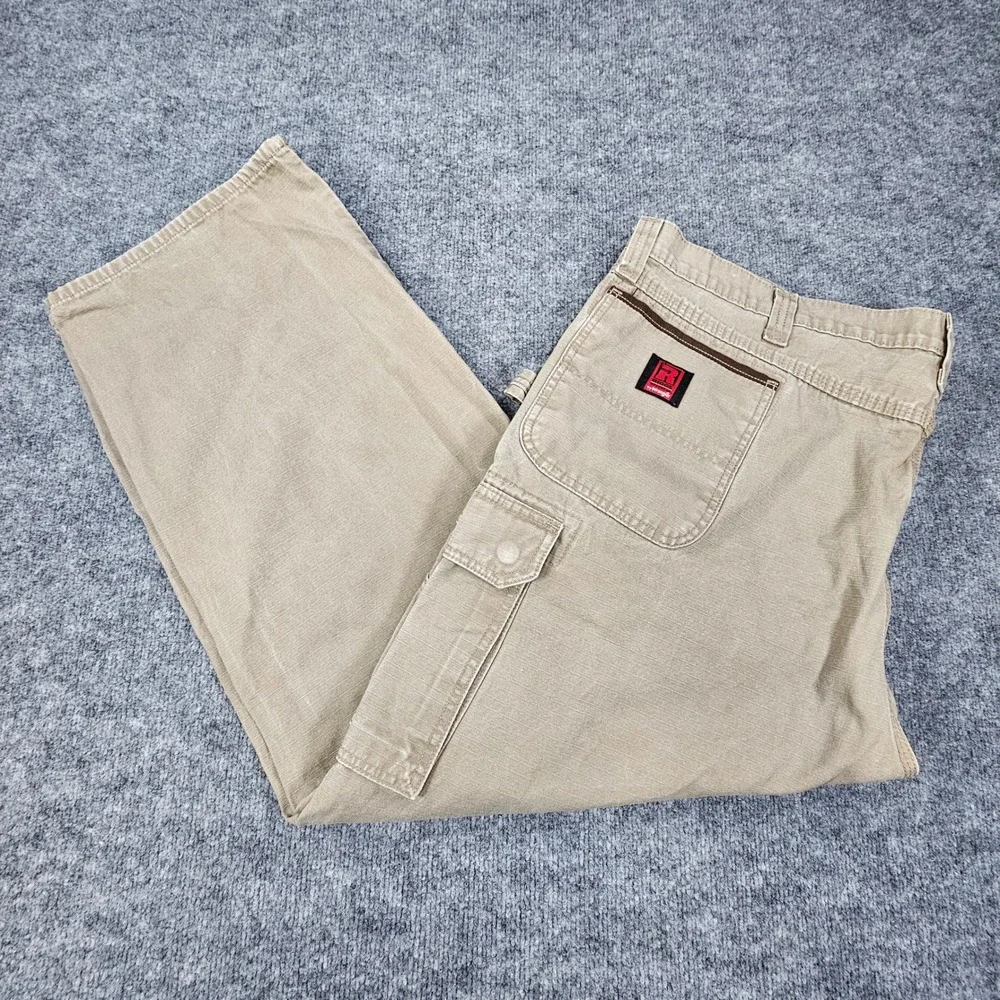 Wrangler Riggs Workwear Mens 50x30 Ripstop Ranger Cargo Pants Khaki Beige Rugged
